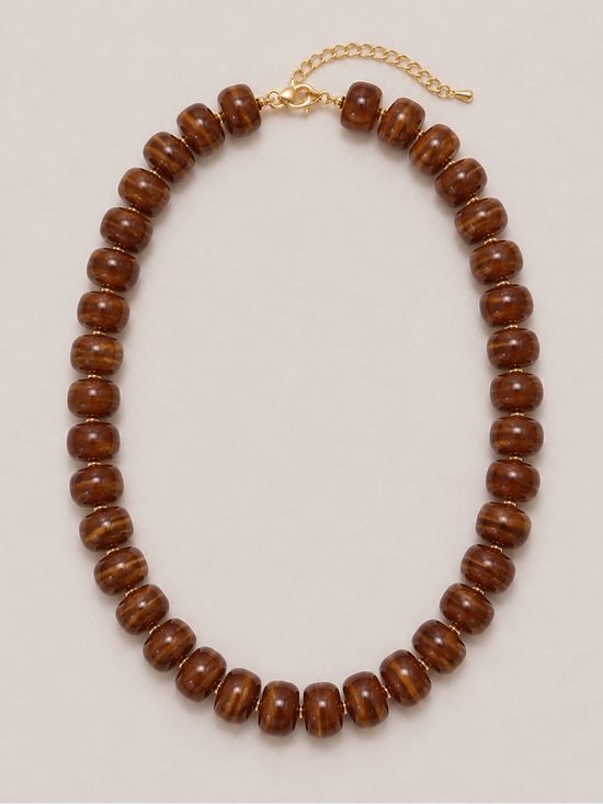Anthropologie Jewelry - New! Warm Brown Beaded Neutral Necklace NWOT